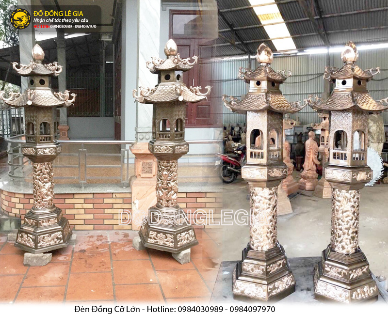 Bộ Lư hương Đèn đồng cỡ lớn theo yêu cầu