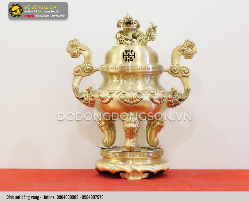 Bộ ngũ sự đỉnh sòi bằng đồng vàng và phụ kiện