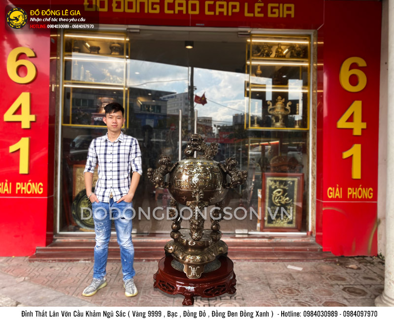 Đỉnh cầu thất lân vờn cầu khảm ngũ sắc