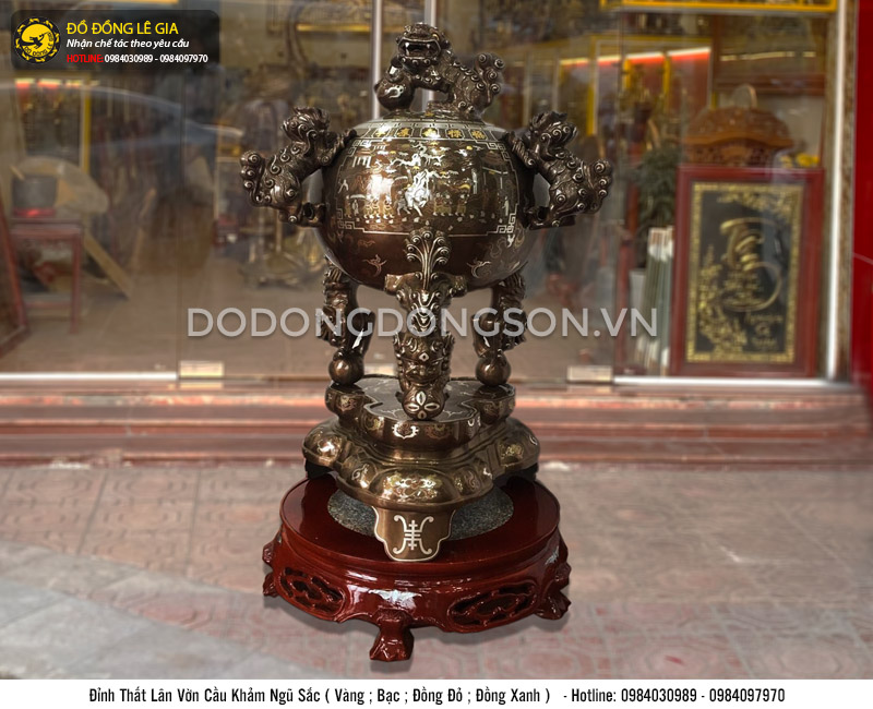 Đỉnh cầu thất lân vờn cầu khảm ngũ sắc