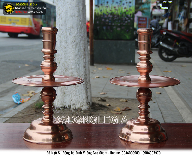 Bộ đồ thờ ngũ sự đỉnh vuông chạm tứ linh cao 60cm hàng thửa