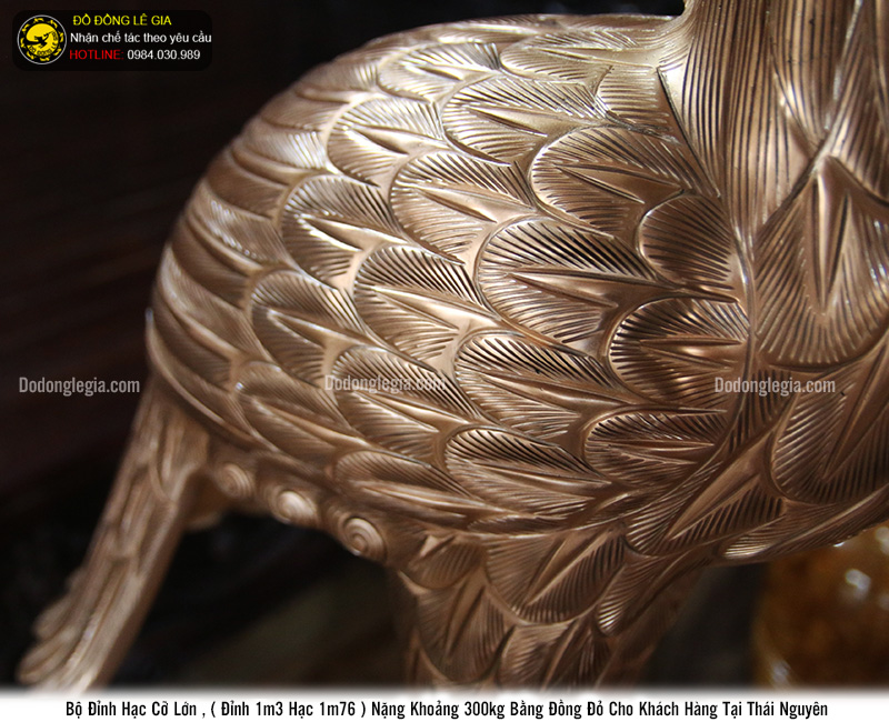 Bàn giao lắp đặt đỉnh rồng và hạc lớn cho khách Thái Nguyên