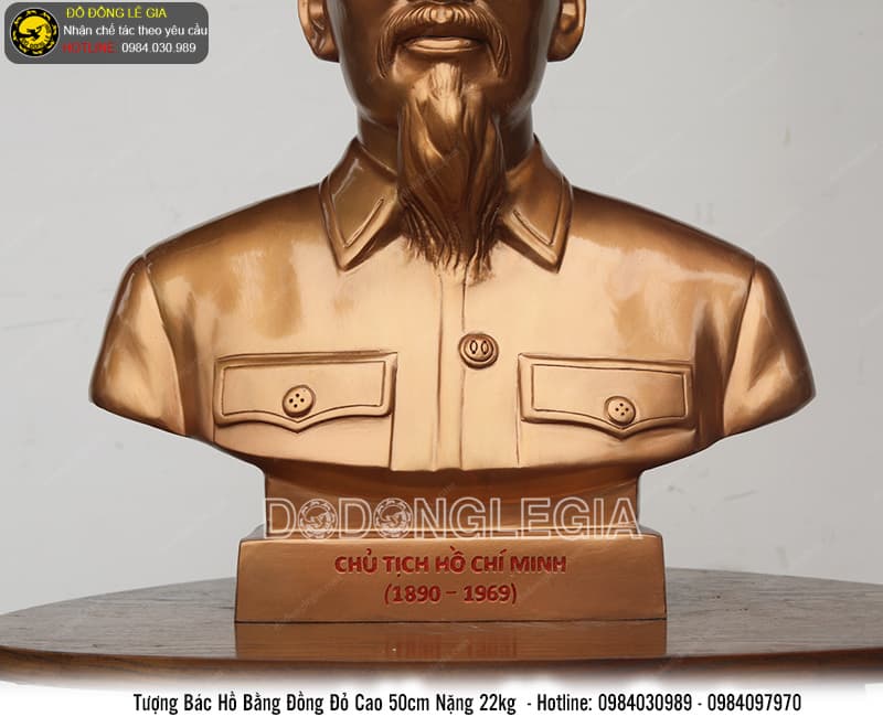 Tượng Bác Hồ cao 50cm bằng đồng đỏ