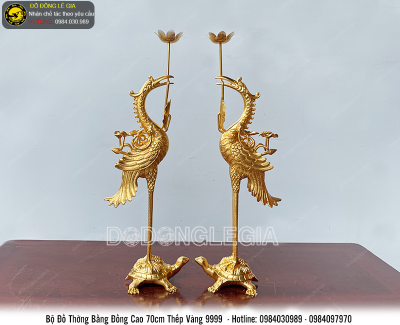 Bộ đồ thờ bằng đồng dát vàng 9999 cao cấp