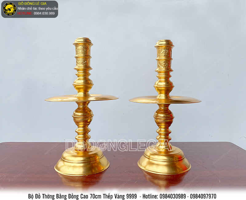 Bộ đồ thờ bằng đồng dát vàng 9999 cao cấp