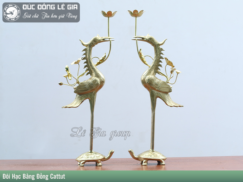 Đôi Hạc Thờ  bằng đồng cattut