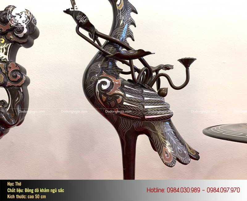 Bộ ngũ sự bằng đồng khảm ngũ sắc cao 50cm khảm 5 chữ vàng