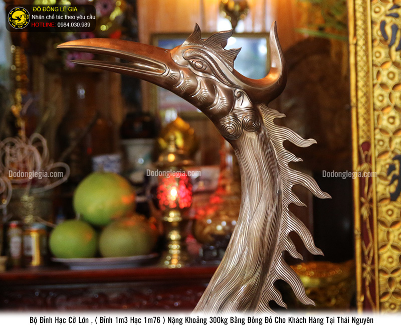 Bàn giao lắp đặt đỉnh rồng và hạc lớn cho khách Thái Nguyên