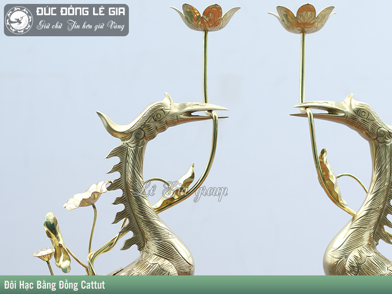 Đôi Hạc Thờ  bằng đồng cattut