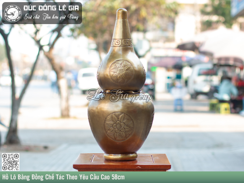 Hồ Lô Bằng Đồng Chế Tác Theo Yêu Cầu Cao 58cm