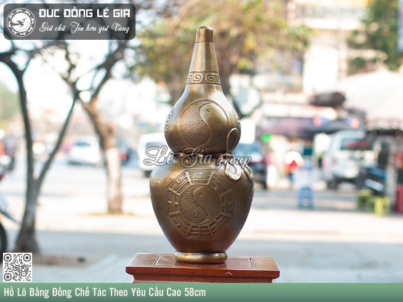 Hồ Lô Bằng Đồng Chế Tác Theo Yêu Cầu Cao 58cm