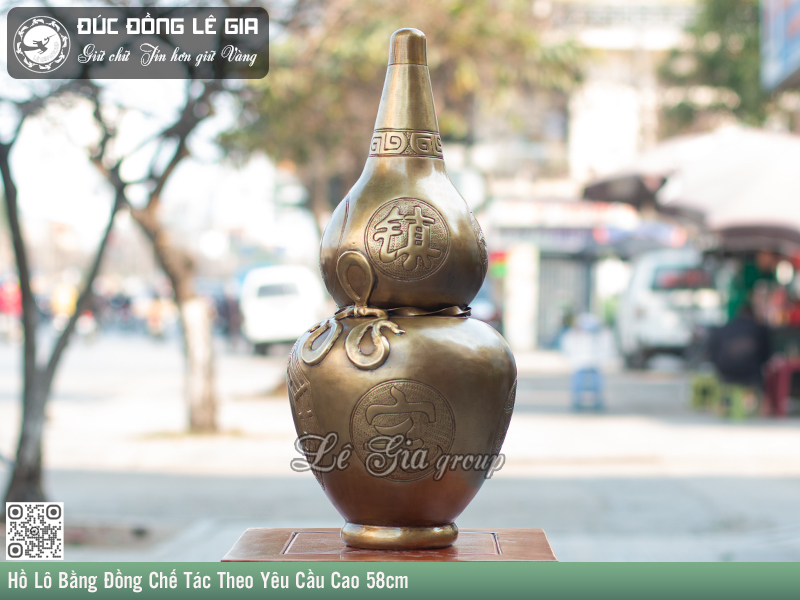 Hồ Lô Bằng Đồng Chế Tác Theo Yêu Cầu Cao 58cm