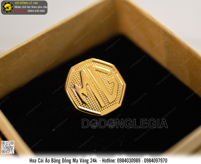 Hoa Cài Áo Bằng Đồng Mạ Vàng 24k