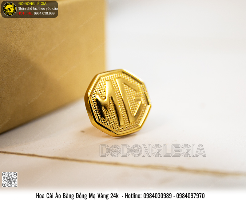 Hoa Cài Áo Bằng Đồng Mạ Vàng 24k