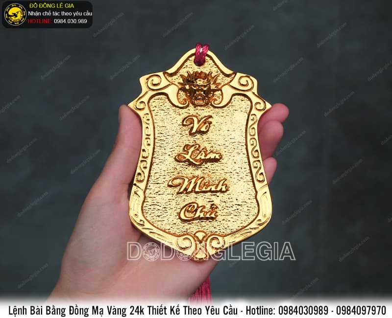 Lệnh Bài bằng đồng mẫu 2 mạ vàng 24k