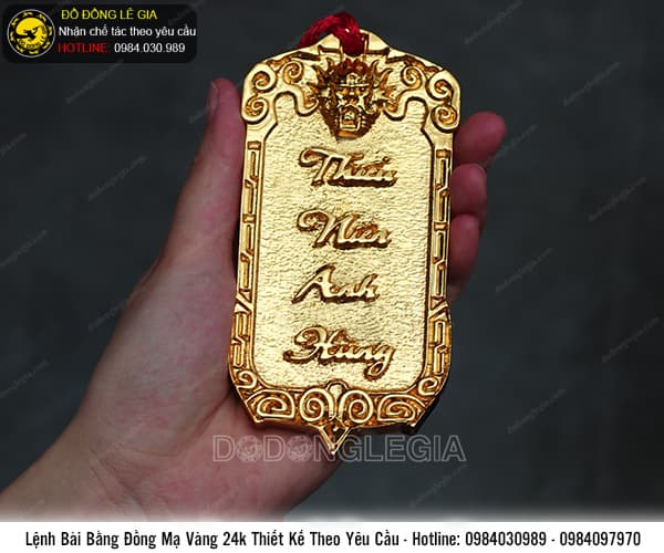 Lệnh Bài bằng đồng mẫu 3 mạ vàng 24k