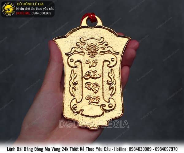 Lệnh Bài bằng đồng mẫu 1 mạ vàng 24k
