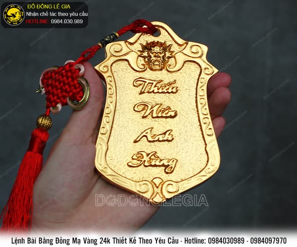 Lệnh Bài bằng đồng mẫu 2 mạ vàng 24k
