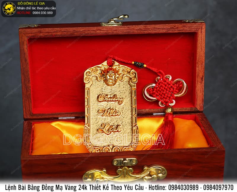 Lệnh Bài bằng đồng mẫu 3 mạ vàng 24k