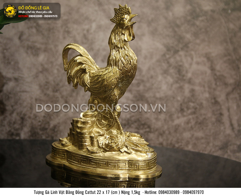 Tượng gà bằng đồng cattut