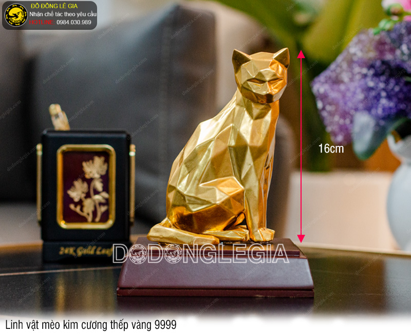Linh vật mèo kim cương 2023 thếp vàng 9999