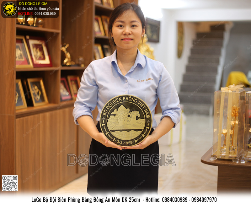 LoGo Bộ Đội Biên Phòng Bằng Đồng Đk 25cm
