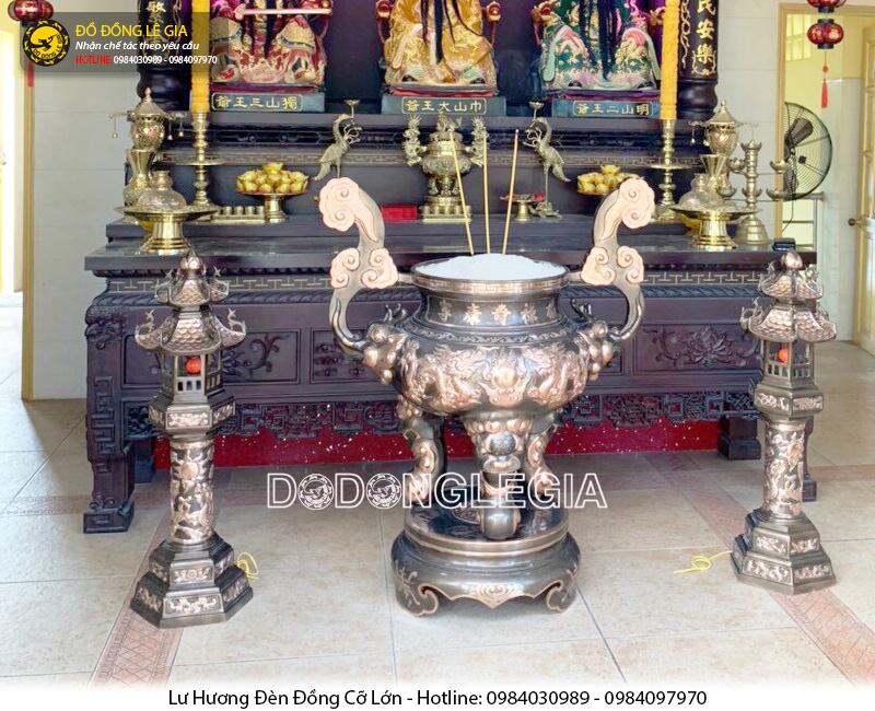Bộ Lư hương Đèn đồng cỡ lớn theo yêu cầu