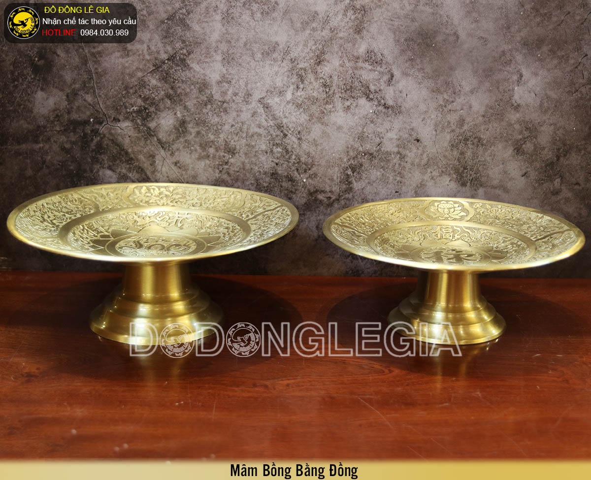 Báo giá Mâm bồng bằng đồng - đĩa đựng quả bằng đồng đẹp tinh xảo