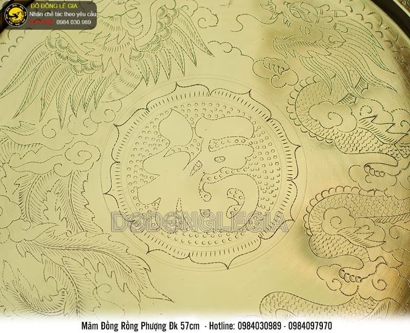 Mâm Đồng Rồng Phượng Đk 57cm