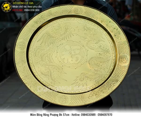Mâm Đồng Rồng Phượng Đk 57cm