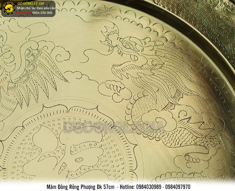 Mâm Đồng Rồng Phượng Đk 57cm