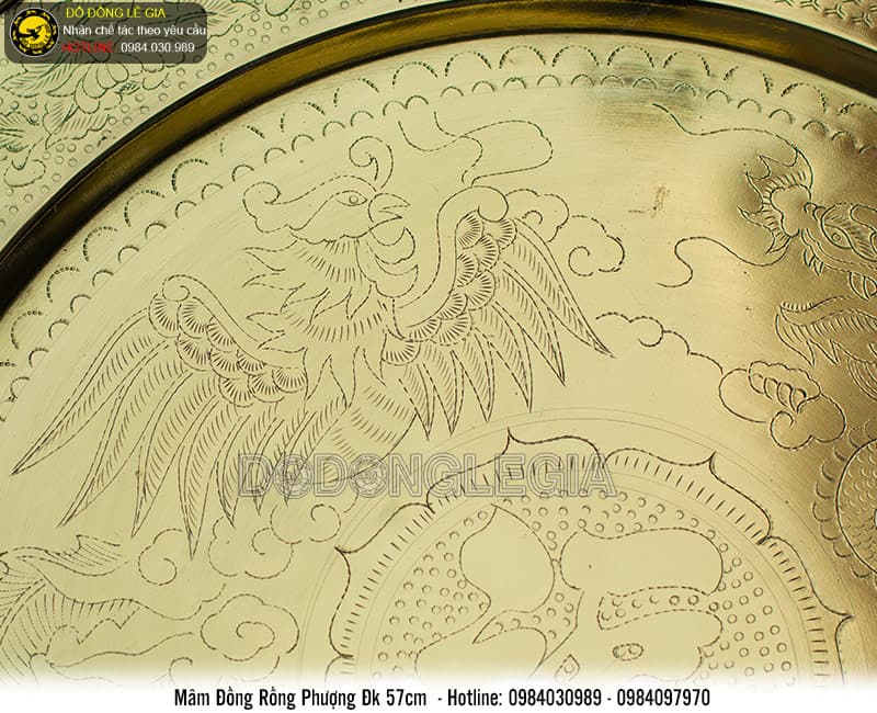 Mâm Đồng Rồng Phượng Đk 57cm