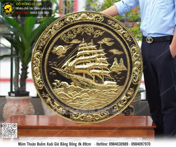 Mâm đồng thuận buồm xuôi gió bằng đồng 89cm