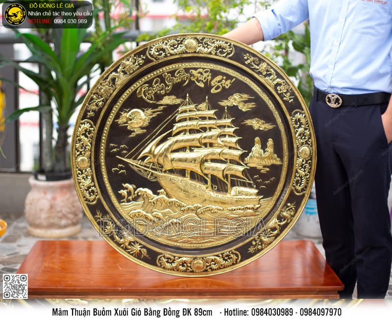 Mâm đồng thuận buồm xuôi gió bằng đồng 89cm
