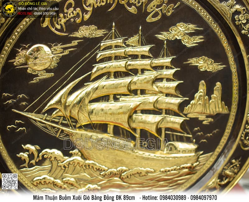 Mâm đồng thuận buồm xuôi gió bằng đồng 89cm