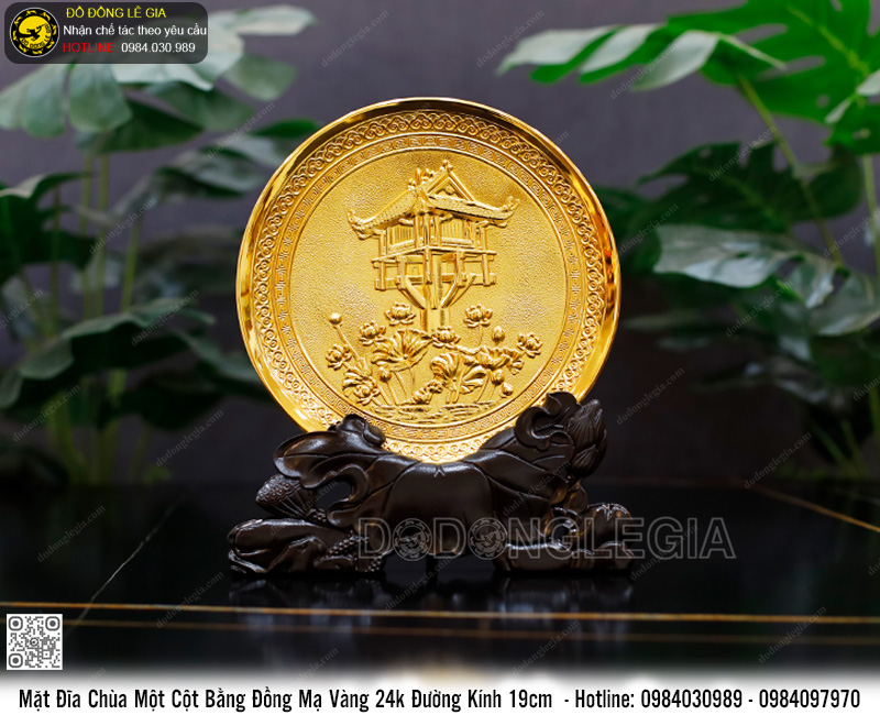 Biểu Trưng Chùa Một Cột Mạ Vàng 24k Đường Kính 19cm