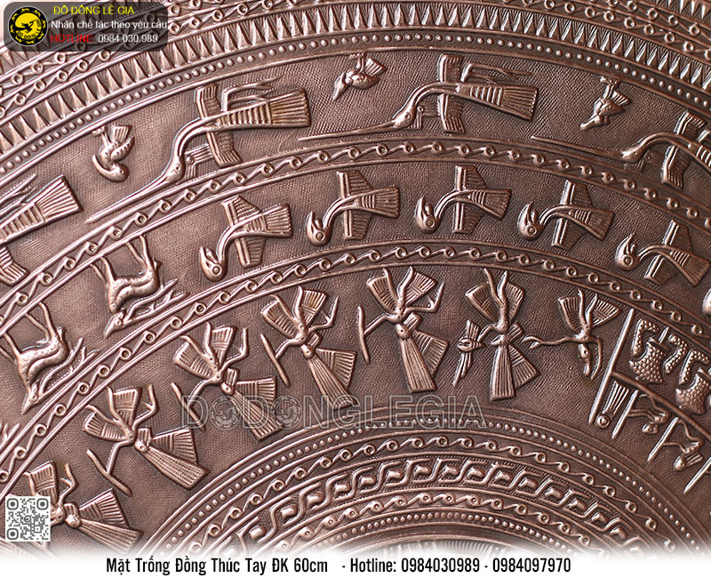 Mặt Trống Đồng Đỏ thúc tay Đk 60cm