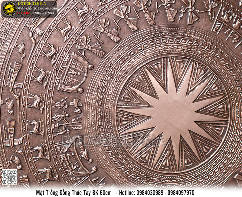 Mặt Trống Đồng Đỏ thúc tay Đk 60cm
