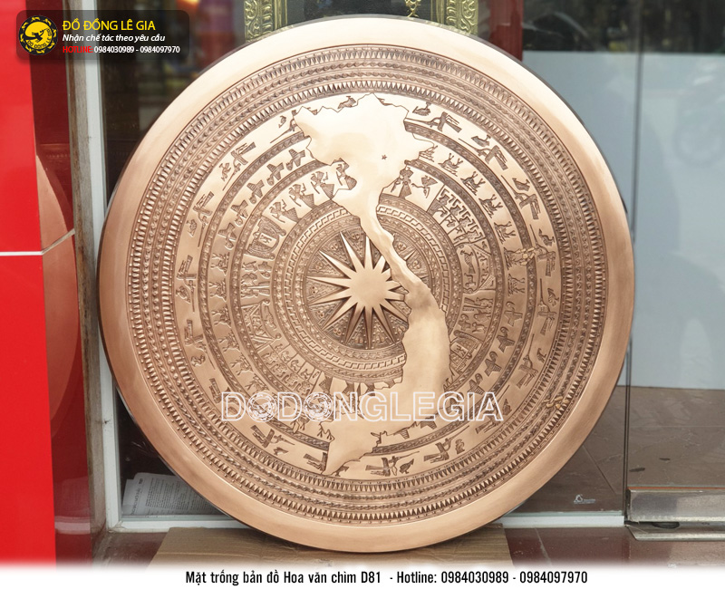 Mặt trống đồng bản đồ Việt Nam mẫu HVC D81