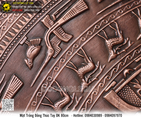 Mặt Trống Đồng thúc tay bản đồ 80cm