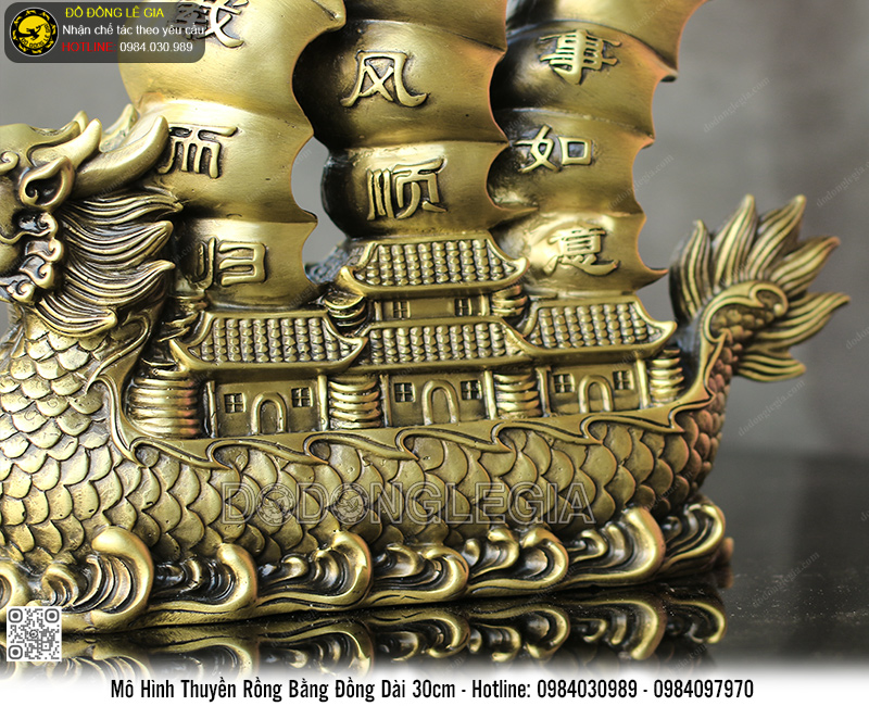 Mô Hình Thuyền Rồng Bằng Đồng Dài 30cm
