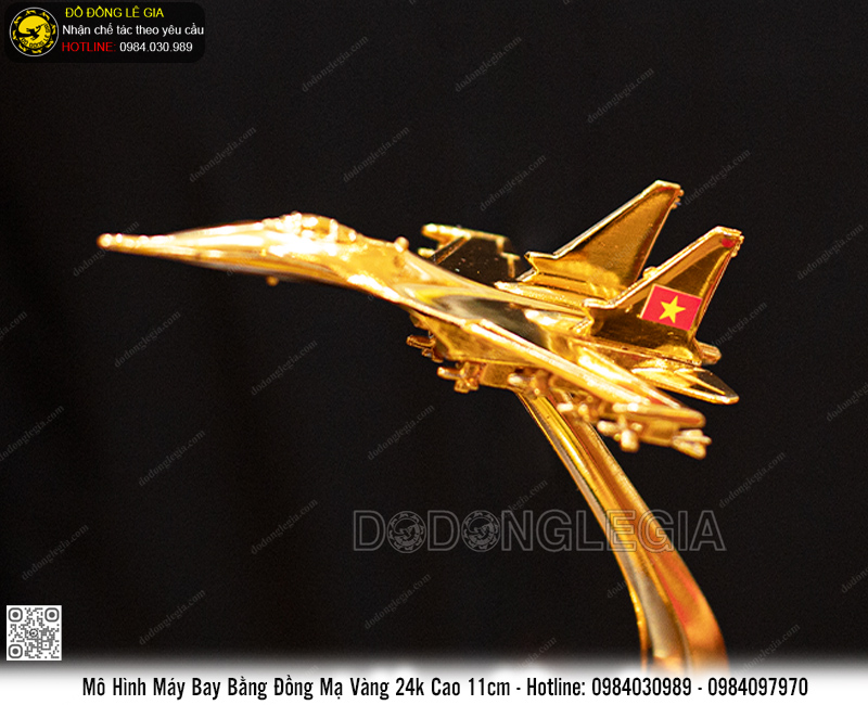 Máy Bay Bằng Đồng Mạ Vàng 24k Chế Tác Theo Yêu Cầu Cao 11cm