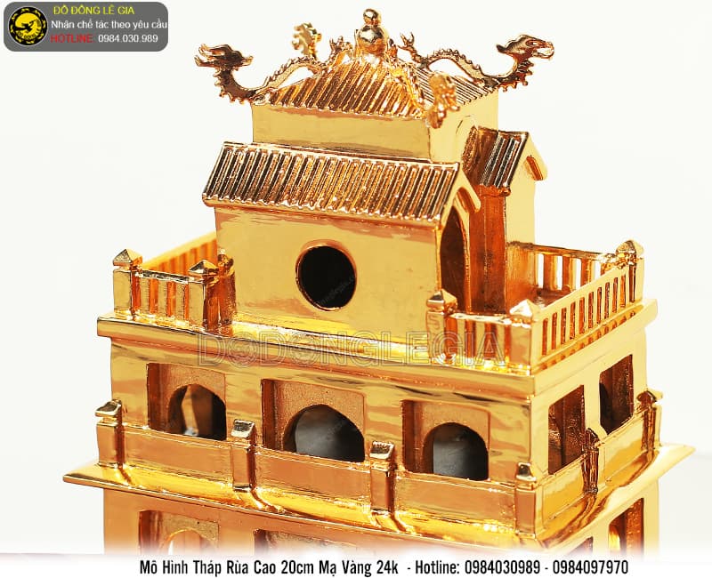Mô Hình Tháp Rùa mạ vàng 24k cao 20cm