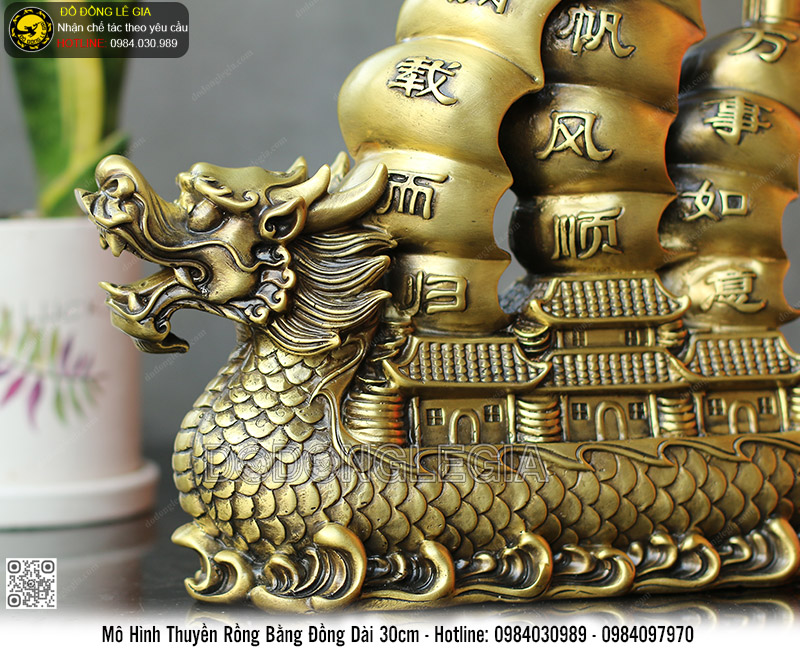 Mô Hình Thuyền Rồng Bằng Đồng Dài 30cm
