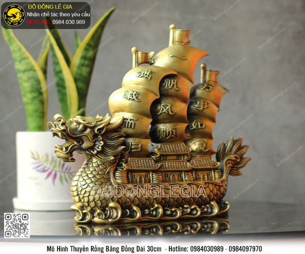 Mô Hình Thuyền Rồng Bằng Đồng Dài 30cm