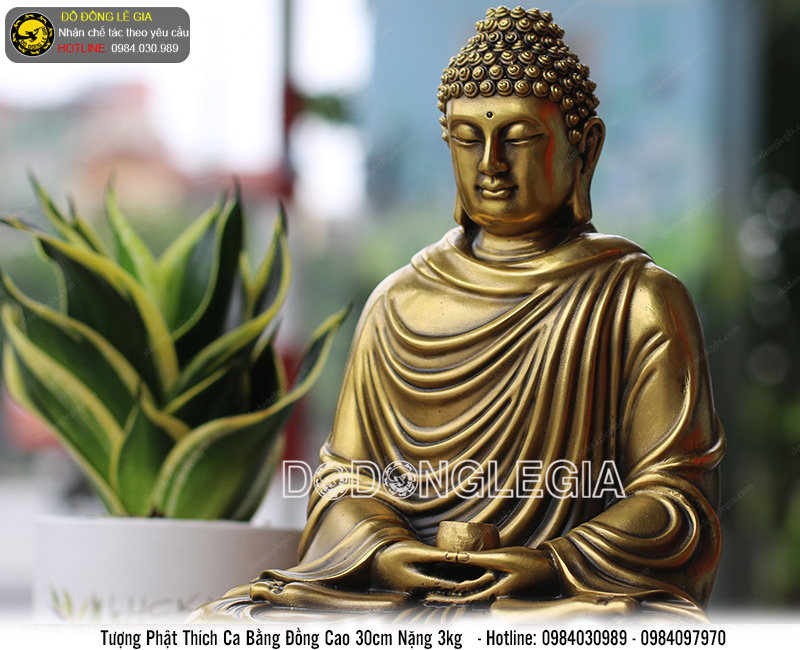 Tượng phật thích ca bằng đồng cao 30cm