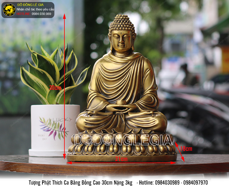 Tượng phật thích ca bằng đồng cao 30cm