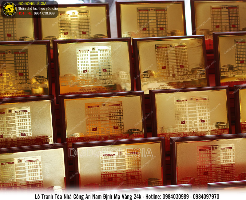 Lô tranh đồng Toà nhà công an tỉnh Nam Định mạ vàng 24k