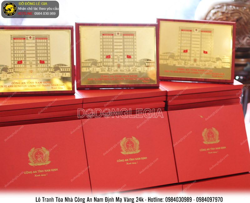 Lô tranh đồng Toà nhà công an tỉnh Nam Định mạ vàng 24k