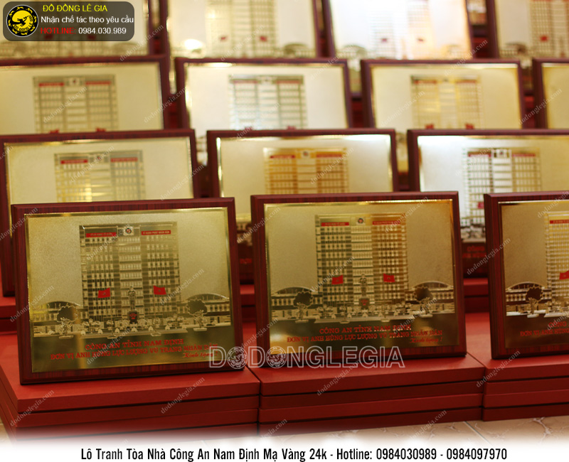 Lô tranh đồng Toà nhà công an tỉnh Nam Định mạ vàng 24k
